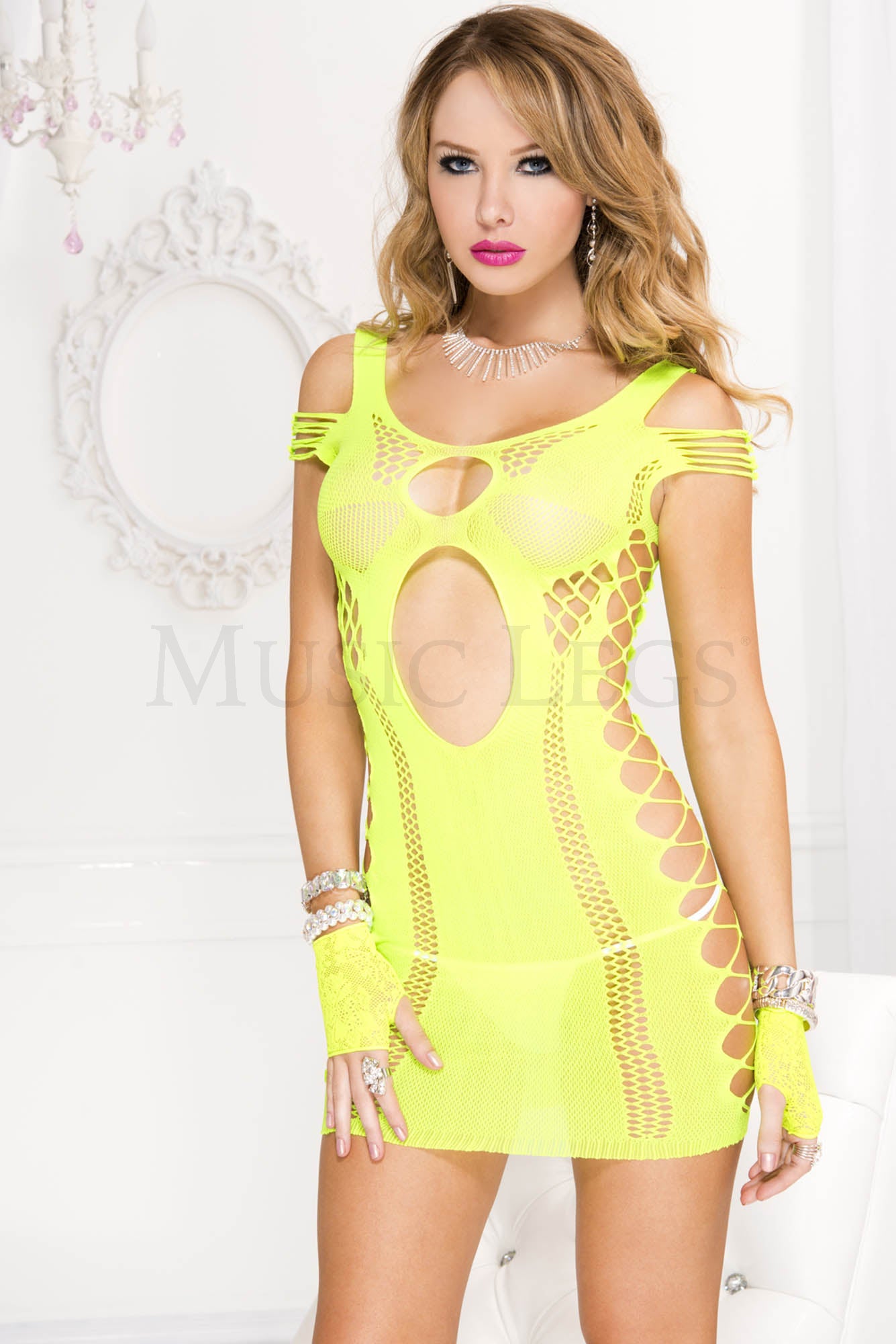 Side Net Bodystocking Dress