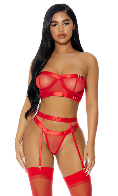 Mesh Strapless Bra Set